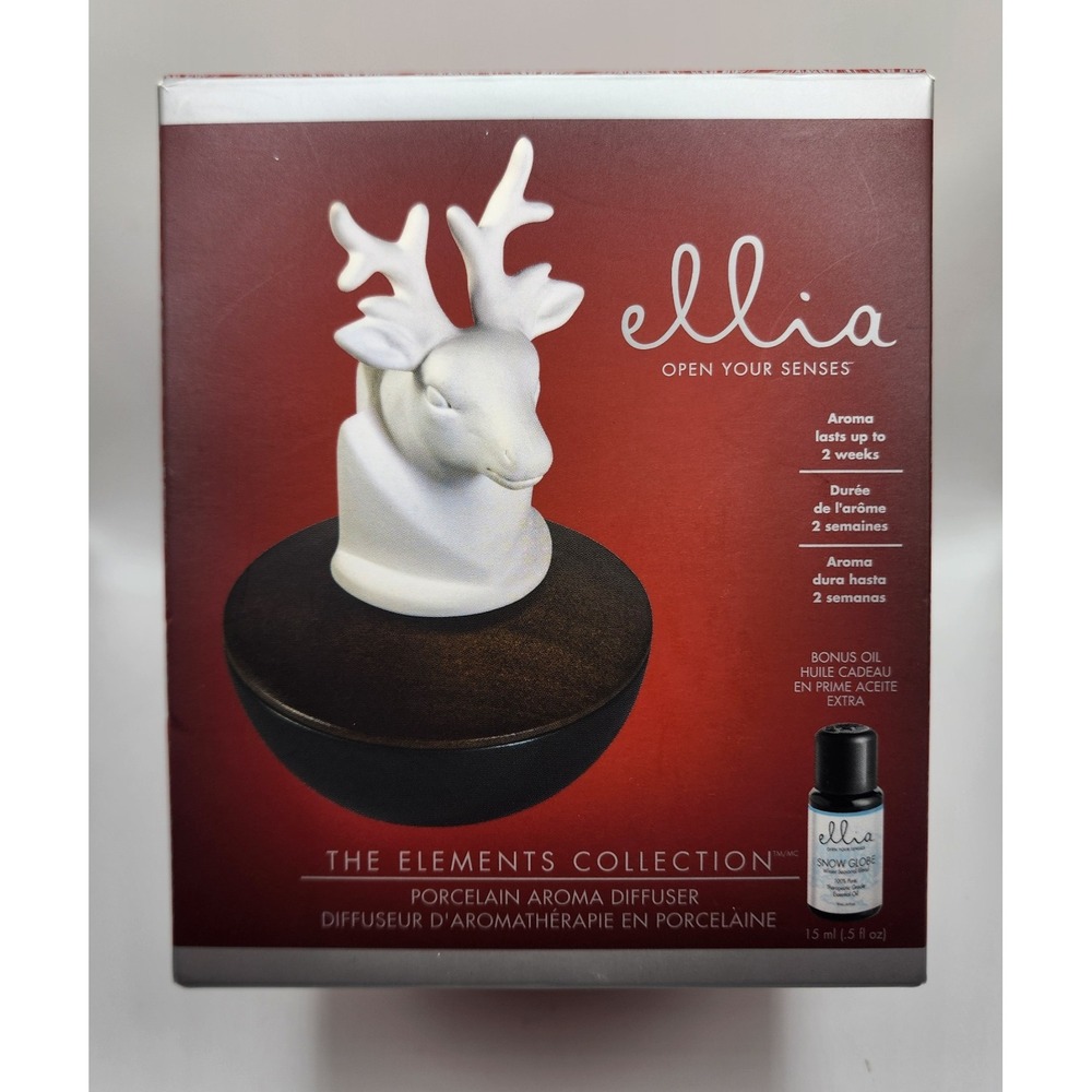 Ellia By Homedics Porcelain Essential Oil Aroma Diffuser Deer Buck With Oil NEW